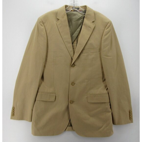J Crew Sport Coat 40 Long Blazer Jacket Khaki Italian Fabric Cotton - Picture 1 of 12